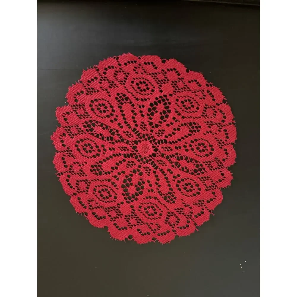 Vintage Red Lace Doily Bundle Set of 3 Holiday Christmas Valentine Table Decor